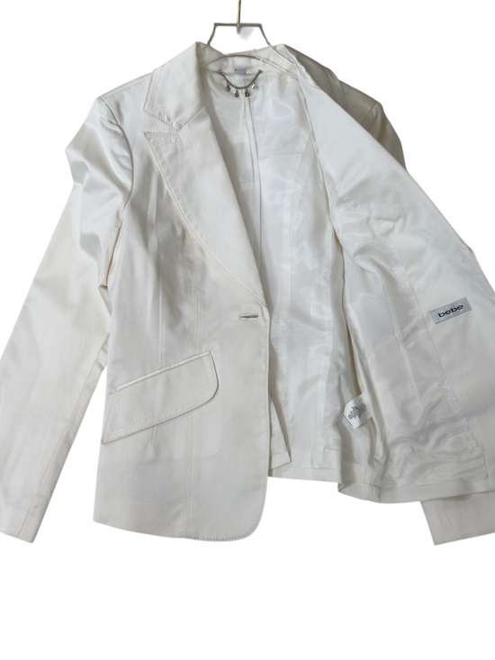 Bebe Elegant Satin Ivory Single Button Womens Blazer Size 8 - Picture 3 of 12
